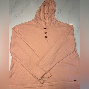 EUC Hollister Waffle Long Sleeve Shirt with Hood, 3 buttons medium, Peach